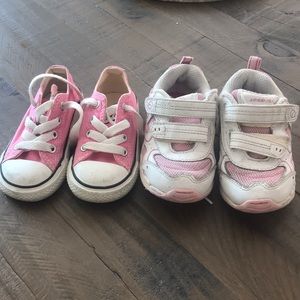 Pink converse and stride rite sneakers